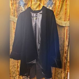 Black velvet swing coat